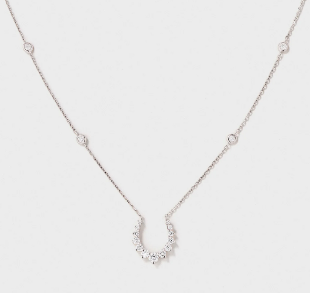 Double Confidence Necklace in White Gold with White Diamonds