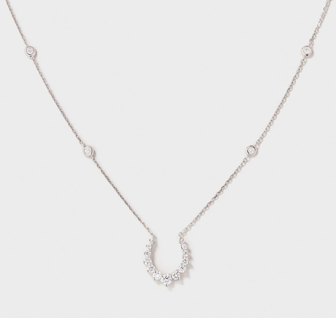 Double Confidence Necklace in White Gold with White Diamonds