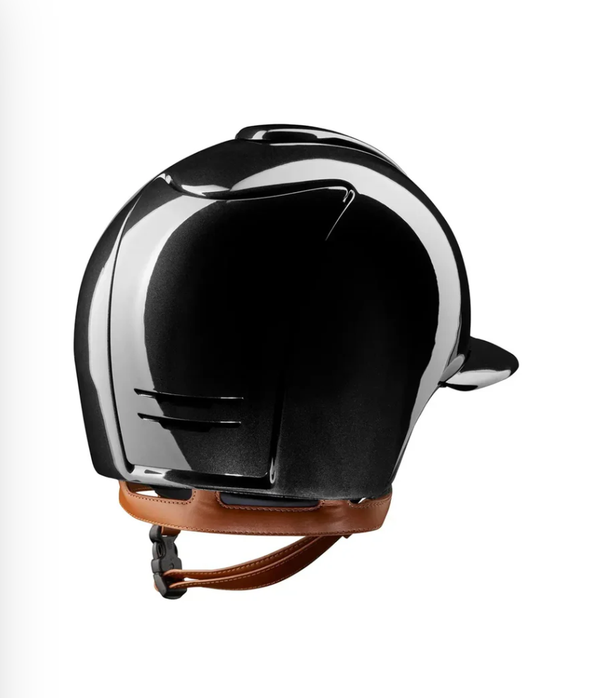 CAP CROMO 20 SHINE BLACK - CHROME FRAME - RAW BLACK  GRID, SUBGRID AND BUTTON - SHINE BLACK POLO PEAK - BEIGE CHINSTRAP - SIZE M